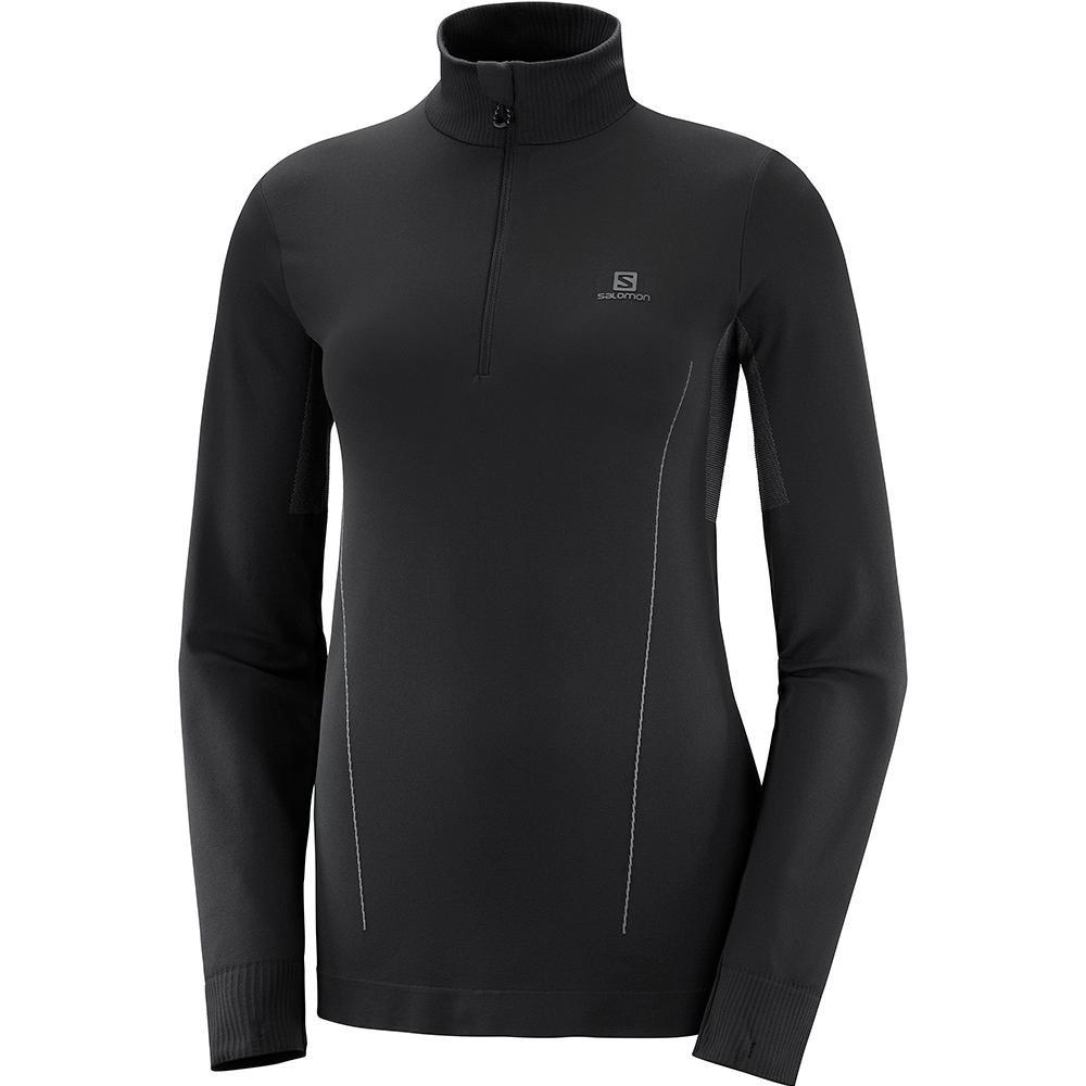 Salomon COMET SEAMLESS HZ W Sudadera Mujer - Negras - Colombia (34062-GSMX)